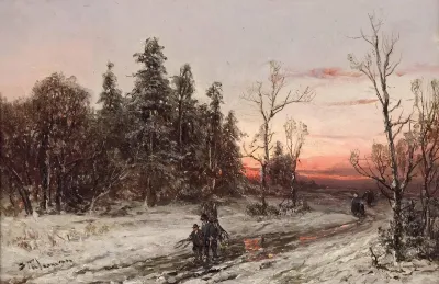 Die Heimkehrenden Reisigsammler Am Winterabend