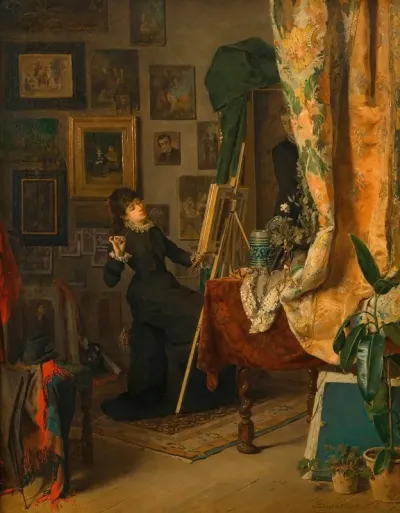 Die Junge Malerin In Ihrem Atelier