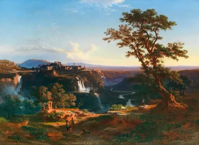 Die Kaskaden Von Tivoli In Der Abendsonne