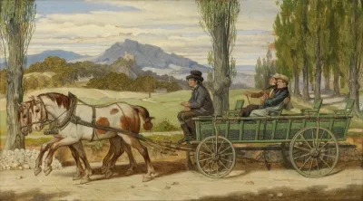 Die Landpartie Schwind Und Bauernfeld Auf Einem Leiterwagen