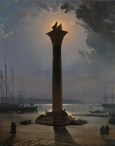 Die Piazzetta In Venedig Bei Mondschein