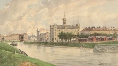 Die Weissgarber Lande In Wien Mit Dem Donau Dampfschiffahrtsgebaude