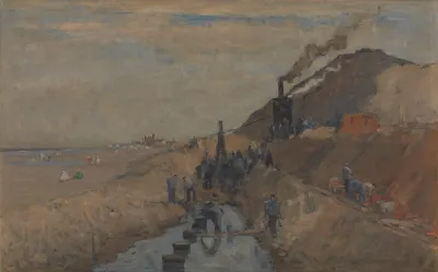 Dike Building On The Beach At Knokke