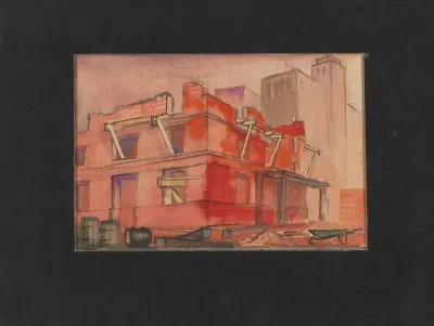 Dilapidated Building In Pink Sunset Hues