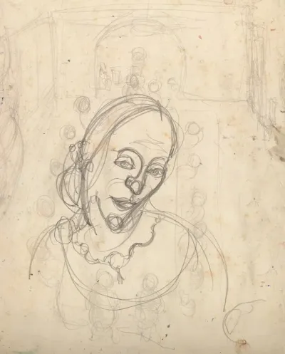 Dinner Party With Presumed Portrait Study Of Paula Lindberg Verso
