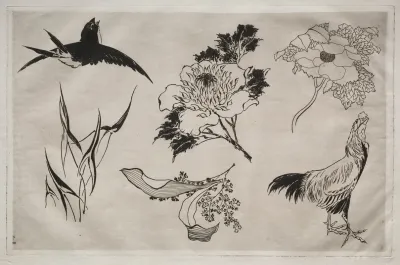 Dinner Service Rousseau Service Swallow Rooster And Flowers No 8