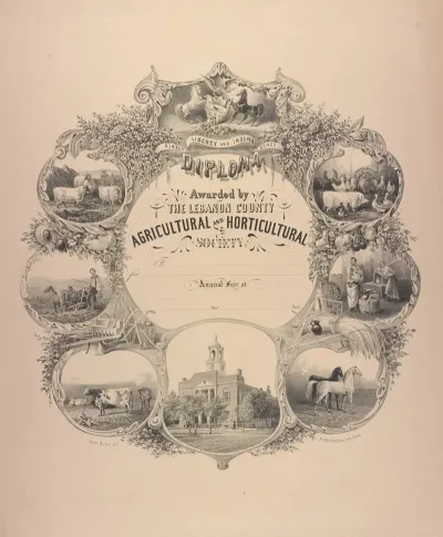 Diploma Awarded By The Lebanon County Agricultural And Horticultural Society