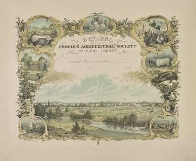 Diploma Awarded By The Peoples Agricultural Society Of West Jersey