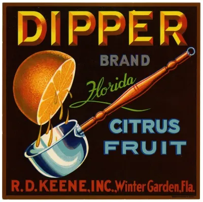Dipper Brand Florida Citrus Fruit Label 2