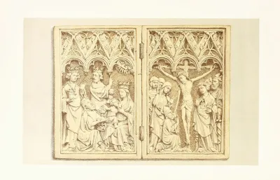 Diptych In Carved Ivory Representing The Adoration Of The Magi And The Crucifixion