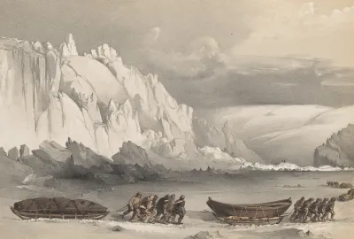 Division Of Sledges Passing Cape Lady Franklin Extraordinary Masses Of Ice Pressed Against The North Shore Of Bathurst Land