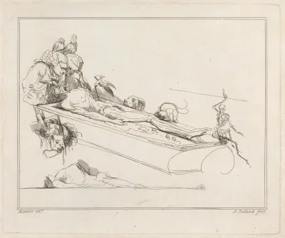 Doctors Birds Dog Rat And Skeleton Attending A Corpse