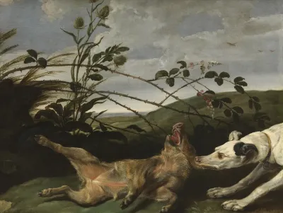 Dog Attacking Wild Boar Piglet