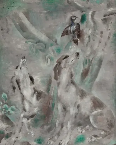Dogs And Bird