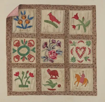 Doll Bed Applique Patchwork Quilt