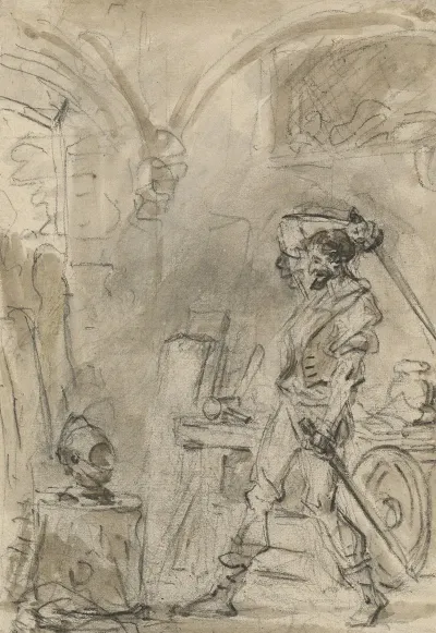 Don Quixote About To Strike The Helmet