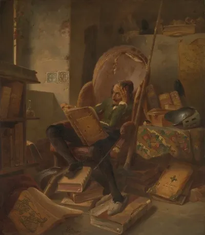 Don Quixote In His Study