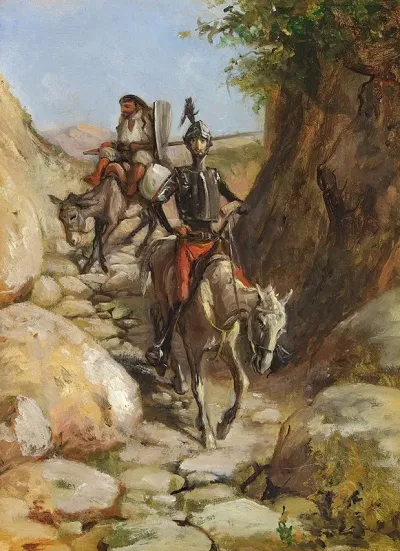 Don Quixote Og Sancho Pancha Kommer Hjem Fra De Sorte Bjerge