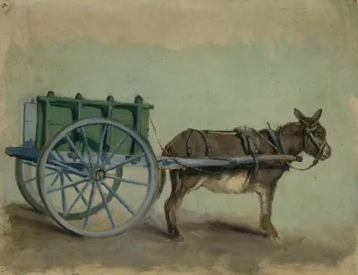 Donkey Harnesses To Cart