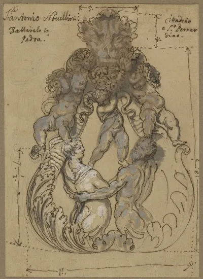Door Knocker With Tritonnereid And Putti