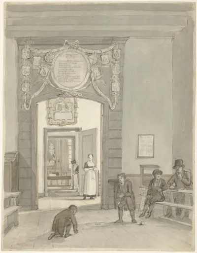 Doorkijk Naar De Herenkamer Van Evangelisch Lutherse Diaconie En Bestedelingenhuis Op De Nieuwe Keizersgracht