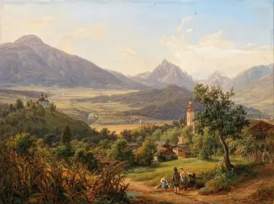Dorf Arzl Und Der Kalvarienberg Von Innsbruck Mit Ansicht Schlos Anna Heiligen Wasser Der Waldraster Spitze Und Kleinen Stubayer Ferner 2
