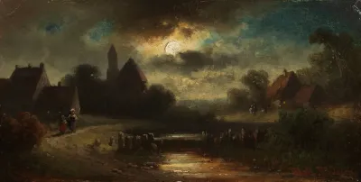 Dorfansicht In Der Abenddammerung