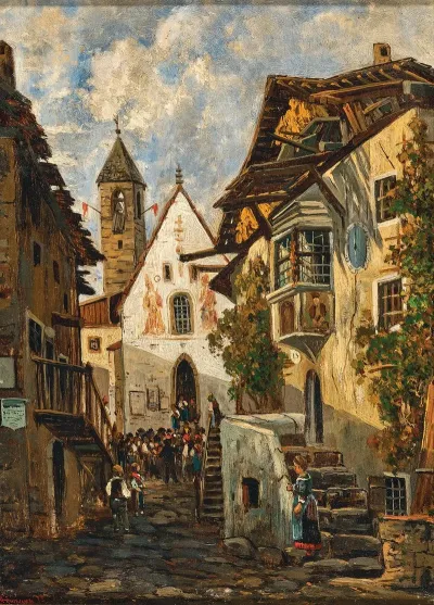 Dorfmotiv Von Albeins Bei Brixen Tirol