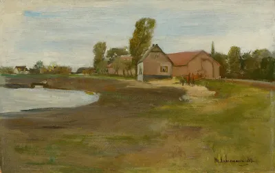 Dorfstrase In Militsch Landschaft Mit Teich