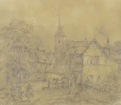 Dorfstrase Mit Kirche Und Wirtshaus