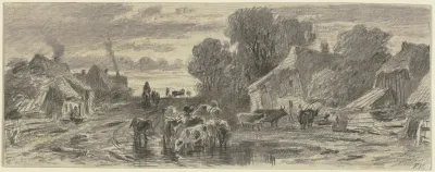 Dorfstrase Mit Viehherde
