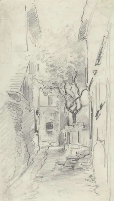 Dorfstrase Mit Zaun Und Baum