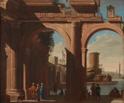 Doric Arcade With The Torre Di S Vincenzo
