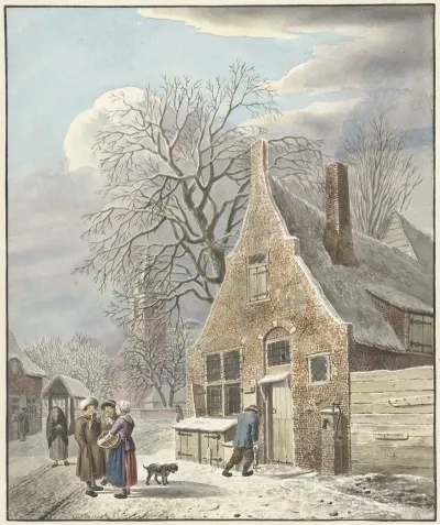 Dorp Onder Sneeuw