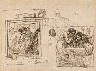 Double Croquis Pour La Revue Paris Rome