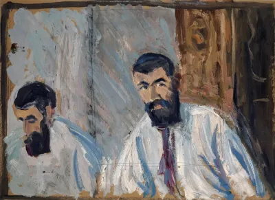 Double Portrait Of A Bearded Man In A White Shirt