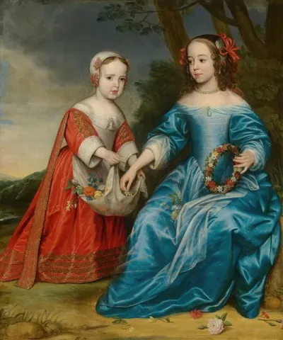 Double Portrait Of Prince Willem Iii 1650 1702 And His Aunt Mariaprincess Of Orange 1642 1688 As Children