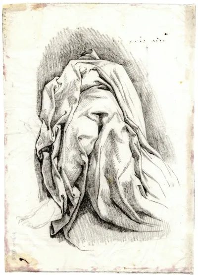 Draperie Op Het Lichaam Van Een Zittende Figuur