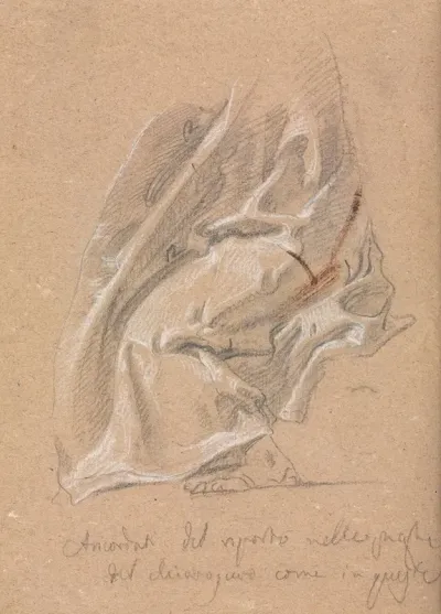 Drapery Study With Foot And Inscription