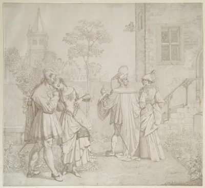 Drawing For Goethes Faust The Stroll In The Garden