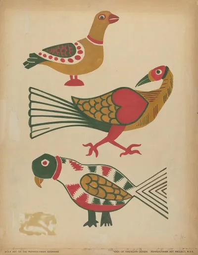 Drawing For Plate 10 From The Portfolio Folk Art Of Rural Pennsylvania