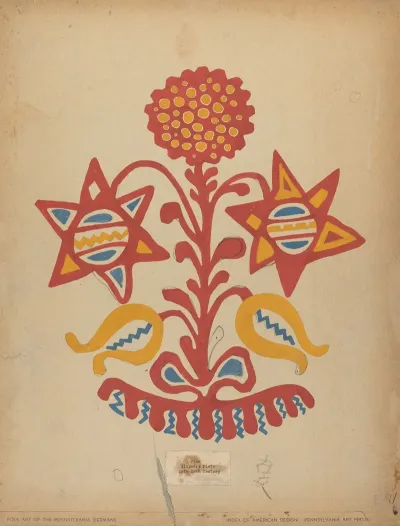 Drawing For Plate 11 From The Portfolio Folk Art Of Rural Pennsylvania