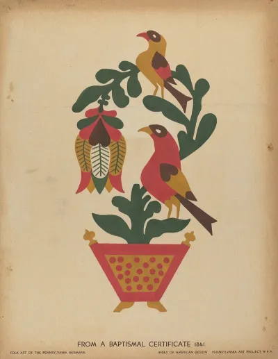 Drawing For Plate 12 From The Portfolio Folk Art Of Rural Pennsylvania