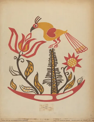 Drawing For Plate 14 From The Portfolio Folk Art Of Rural Pennsylvania