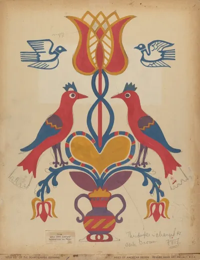 Drawing For Plate 15 From The Portfolio Folk Art Of Rural Pennsylvania
