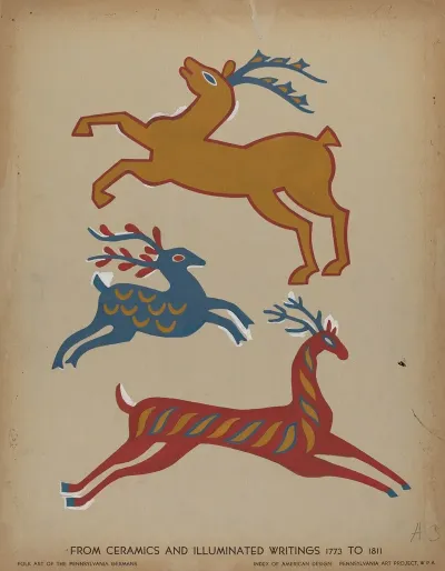 Drawing For Plate 3 From Portfolio Folk Art Of Rural Pennsylvania