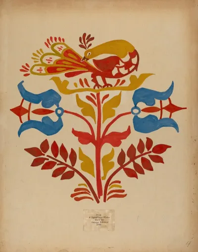 Drawing For Plate 4 From Portfolio Folk Art Of Rural Pennsylvania