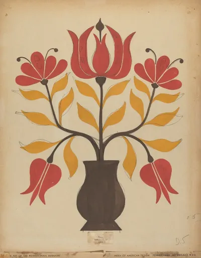 Drawing For Plate 5 From Portfolio Folk Art Of Rural Pennsylvania