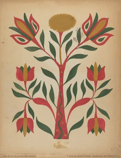 Drawing For Plate 7 From Portfolio Folk Art Of Rural Pennsylvania