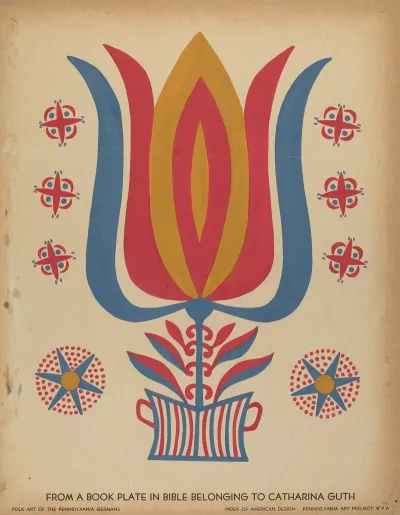 Drawing For Plate 9 From The Portfolio Folk Art Of Rural Pennsylvania